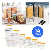 Kit 14 Potes Herméticos Quadrados – Organização Para Despensa