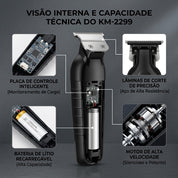 Máquina De Acabamento E Barba Profissional Kemei KM-2299 Sem Fio Bateria Lítio