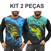 Kit Camisa De Pesca De Até 3 Peças Com Tecido com proteção UV50+ Secagem Ultra Rápida.
