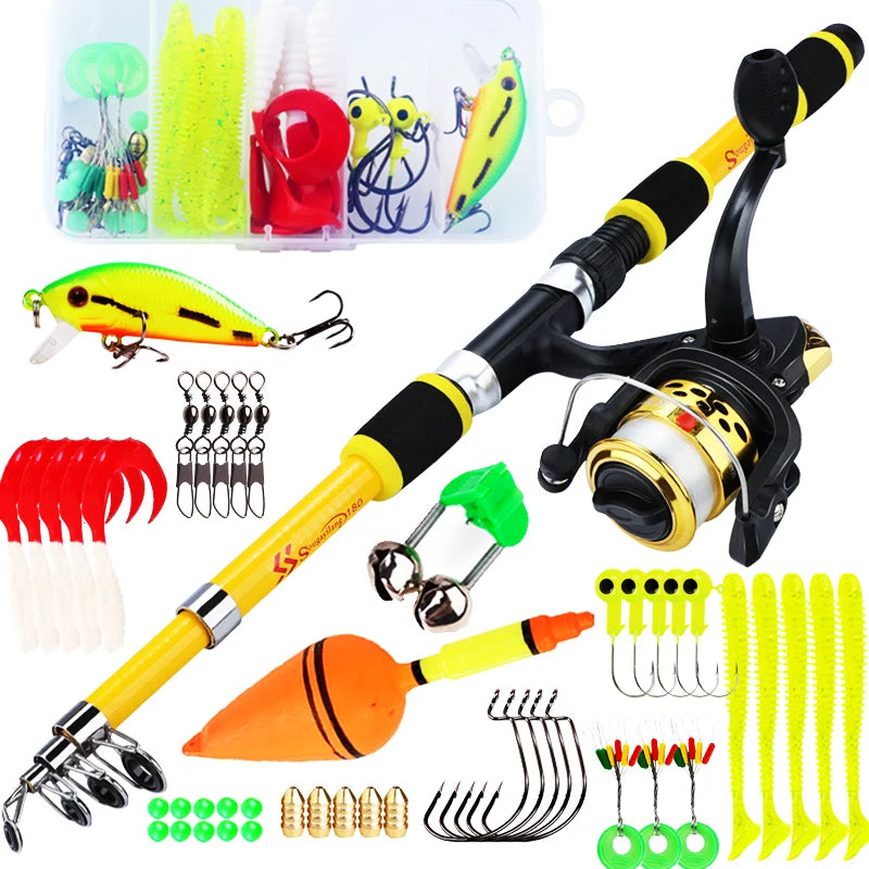 Kit Completo Sougayilang: Vara de Pesca Telescópica 1.8m + Carretel 3BB