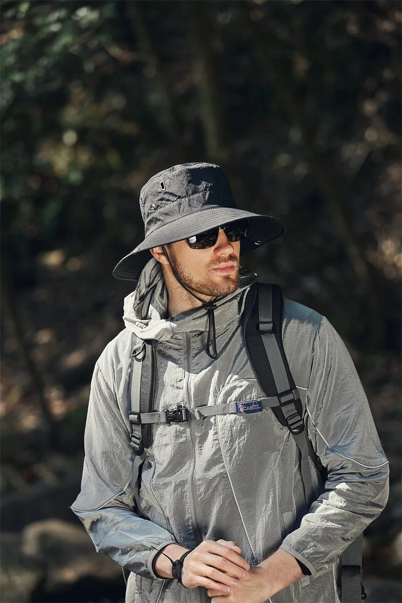 Chapéu de Pescador Aba Larga UV Impermeável Verão