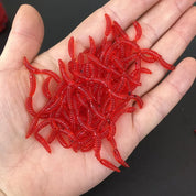 Isca de Minhoca Vermelha 5cm - Aroma Realista - 50 a 1000 Peças