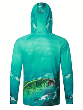 Camisa de Pesca UV Com Capuz e Máscara Integrada