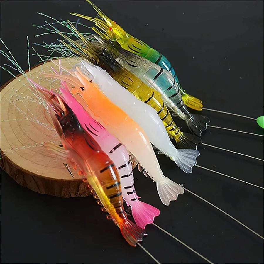 Conjunto de Iscas de Camarão Luminosas para Pesca - 3pcs/7pcs