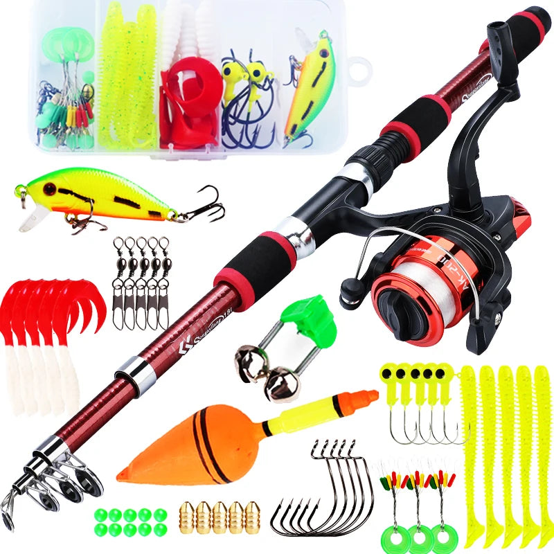 Kit Completo Sougayilang: Vara de Pesca Telescópica 1.8m + Carretel 3BB