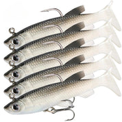 Kit Isca Artificial Soft Fishing 8cm 5 Unidades Com Ganchos