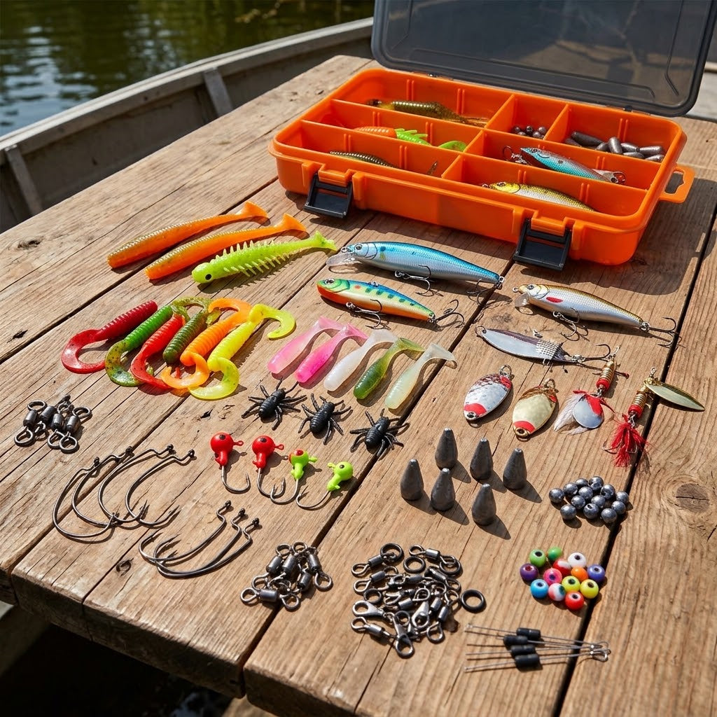 Kit De Pesca Completo Com 137 Acessórios E Iscas Artificiais