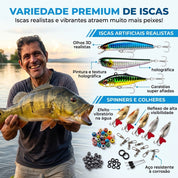 Kit De Pesca Completo Com 137 Acessórios E Iscas Artificiais