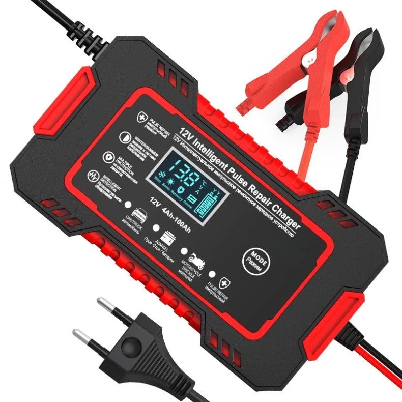 Carregador De Bateria Automotivo Inteligente 12V Com Display Digital E Reparo Por Pulso