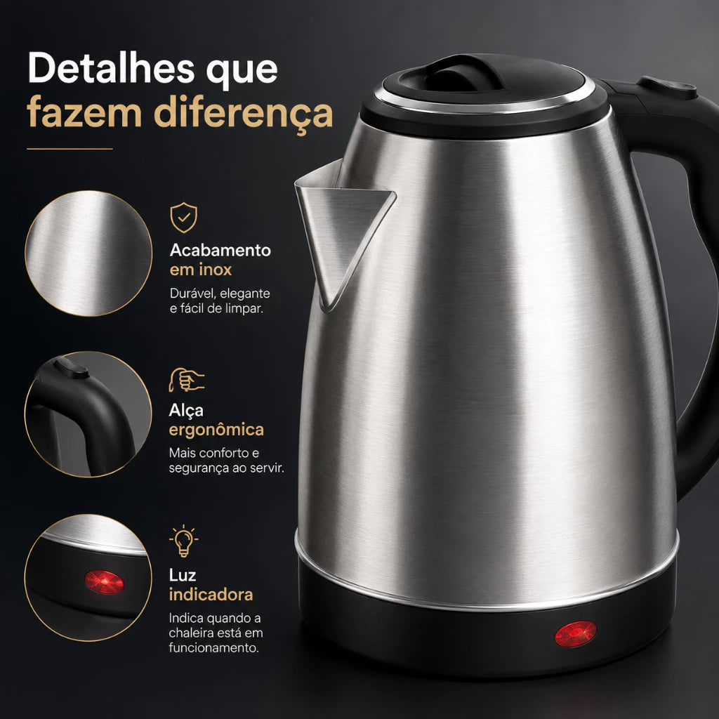 Chaleira Elétrica Inox 1,8L Com Desligamento Automático