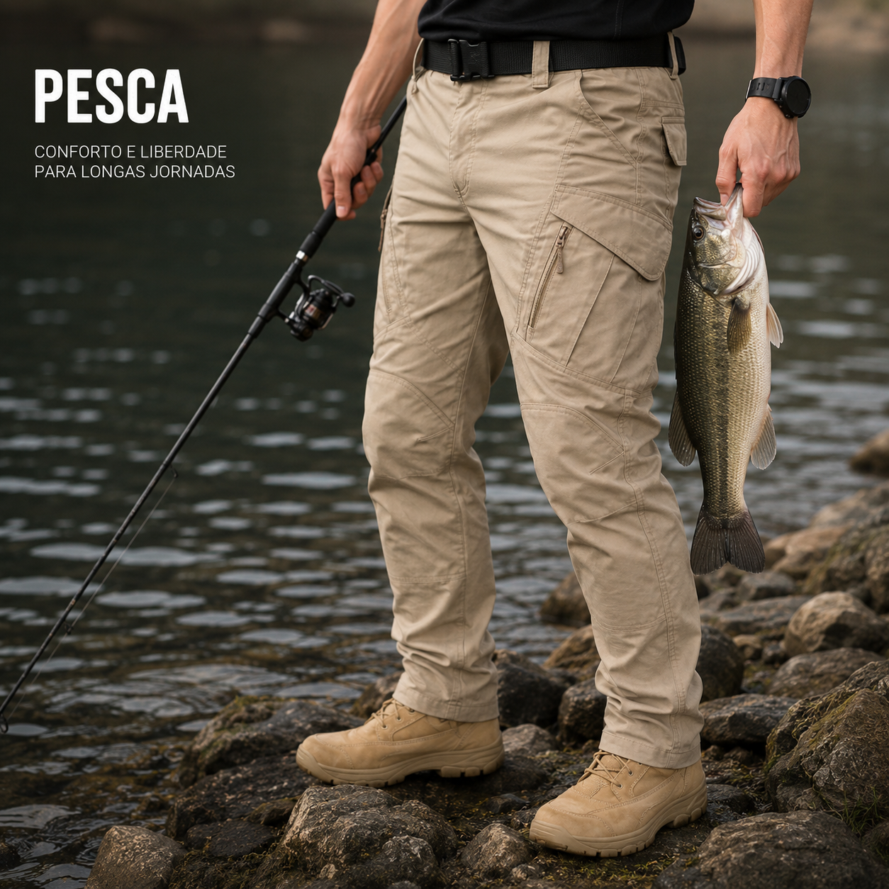 Calça IX9 masculina ideal para caminhadas, pesca, camping e aventuras ao ar livre.