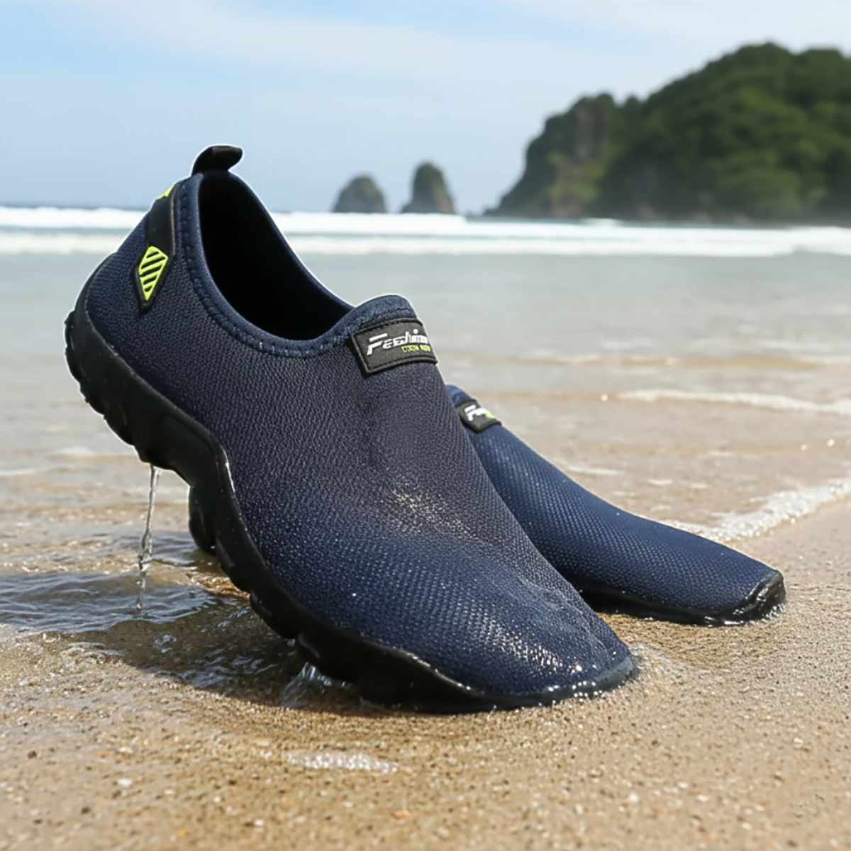 Tênis Slip On aquático masculino, ideal para pescaria, praia e esportes náuticos.