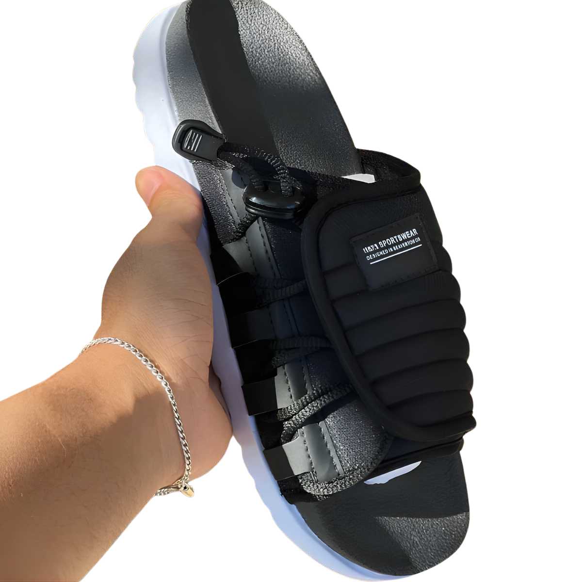 Chinelo slide nuvem confortável com design anatómico e sola ultra macia.