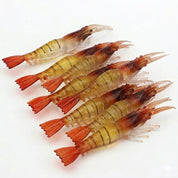 Camarão artificial soft de 9cm x 1cm com cor vibrante para alta visibilidade debaixo d'água.