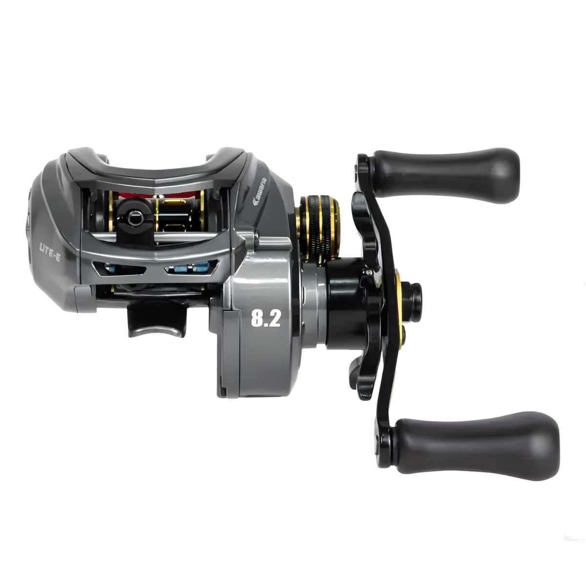 Detalhe do sistema de alarme sonoro (clique do drag) da carretilha Kawana Lite.