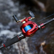 Carretilha de pesca profissional com drag de 10kg e sistema de alta velocidade.