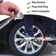 Destaques das características principais em português da chave de roda L extensível.