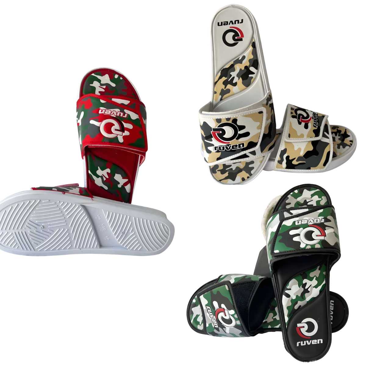 Chinelo slide camuflado masculino com design anatómico e extremamente confortável.