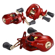 Carretilha resistente projetada para pesca de grandes predadores com drag reforçado.