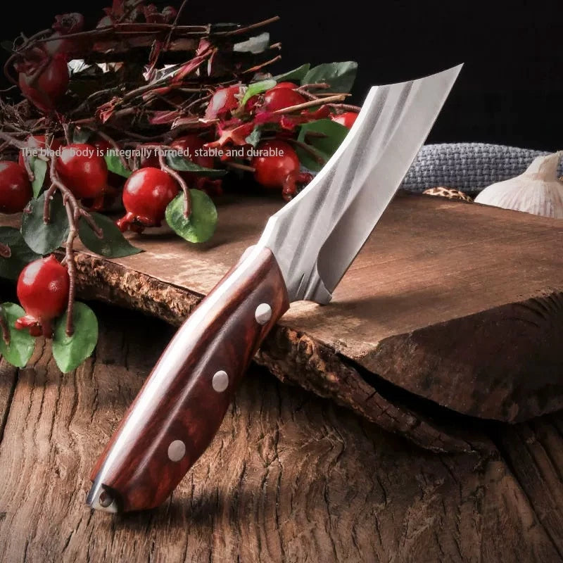 Kit 3 Facas De Cozinha Artesanais Cutelo Forjado Rústico Com Bainha