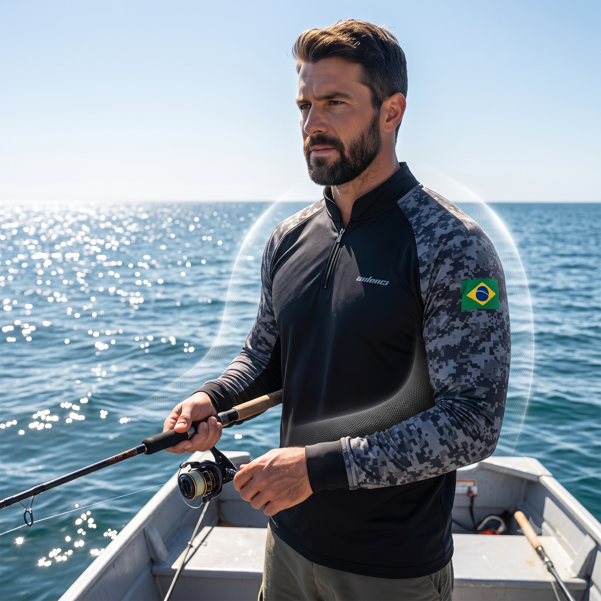 Camisa De Pesca UV50+ Com Zíper Manga Longa Dry Fit Proteção Solar UV Para Pesca E Trilhas