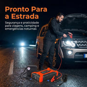 Bomba de Ar Portátil Compressor Inflator 4 em 1 PowerBank 8000mAh Calibrador Digital