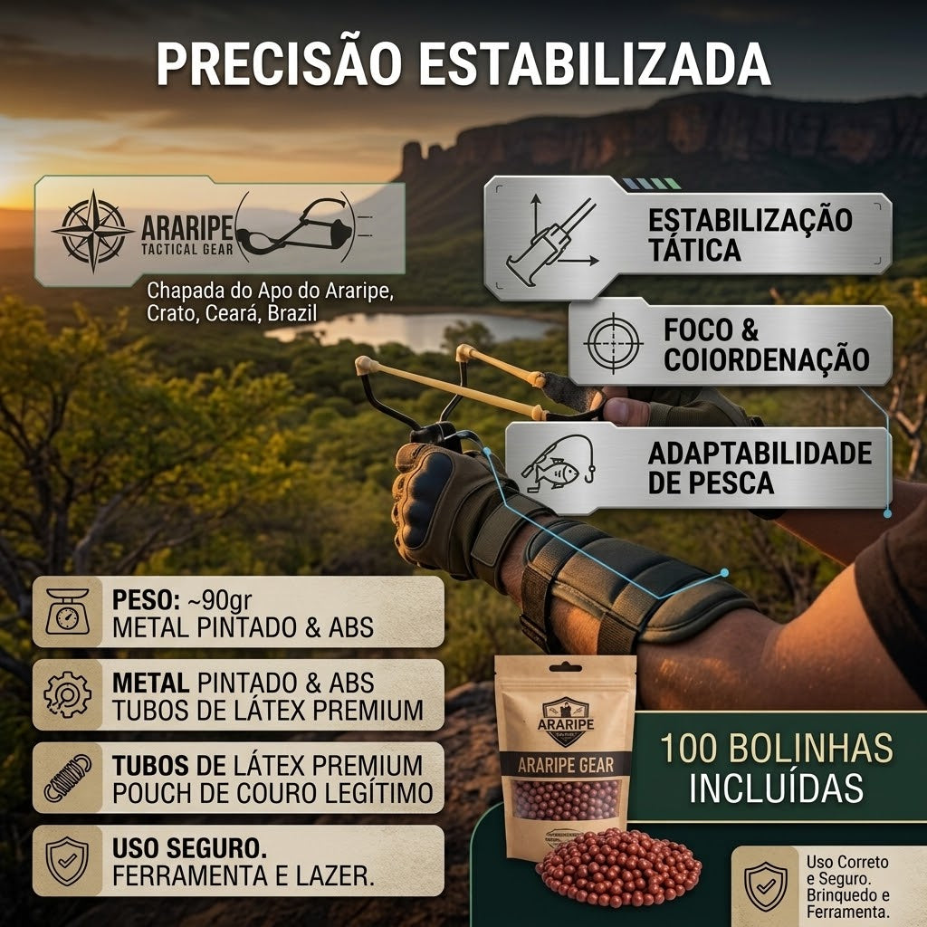 Estilingue De Pesca Profissional Com Apoio De Pulso E Elástico Triplo