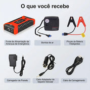 Bomba de Ar Portátil Compressor Inflator 4 em 1 PowerBank 8000mAh Calibrador Digital