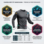 Kit 7 Camisas Dry Fit Manga Longa Masculina Treino Proteção UV