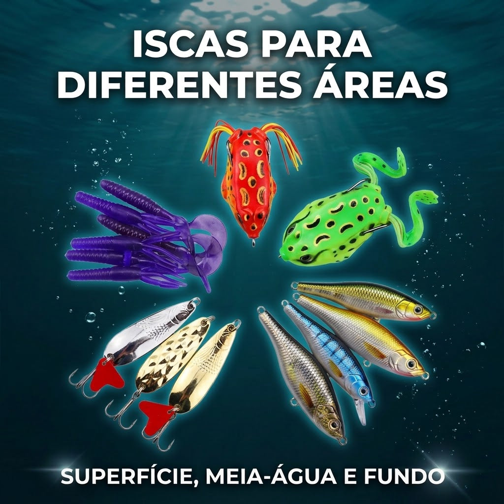 Kit De Pesca Com Iscas Artificiais Para Água Doce E Salgada