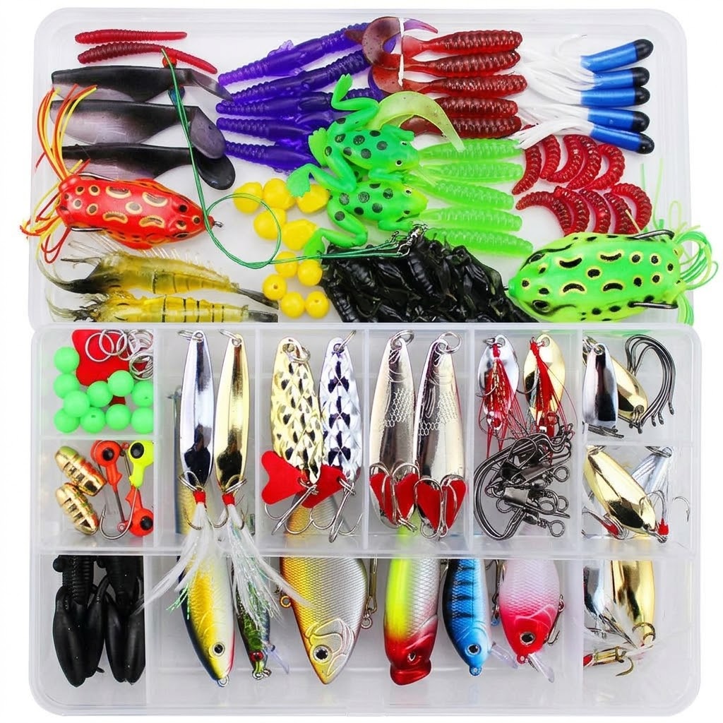 Kit De Pesca Com Iscas Artificiais Para Água Doce E Salgada