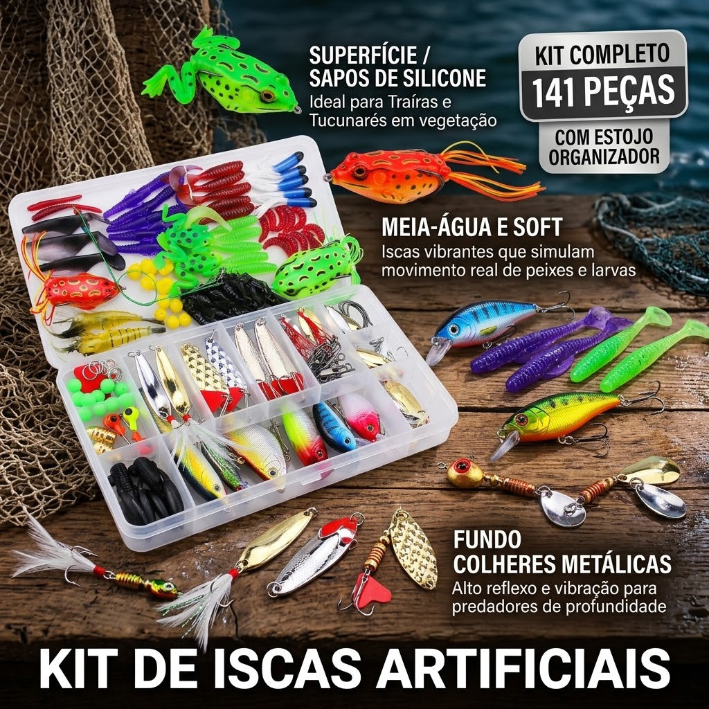 Kit De Pesca Com Iscas Artificiais Para Água Doce E Salgada