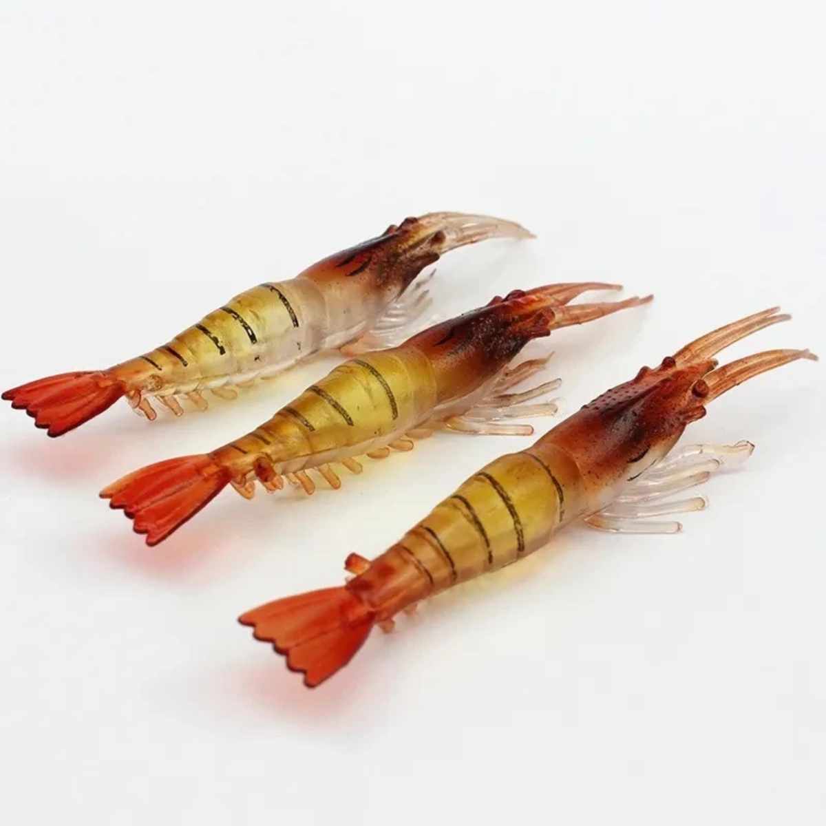 Isca de camarão artificial realista para pesca de Robalo, Tucunaré e Corvina em águas salgadas ou doces.