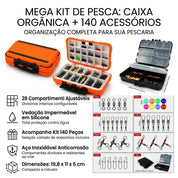 Kit Caixa De Pesca 28 Divisórias Impermeável + Conjunto 140 Giradores e Snaps Com Estojo