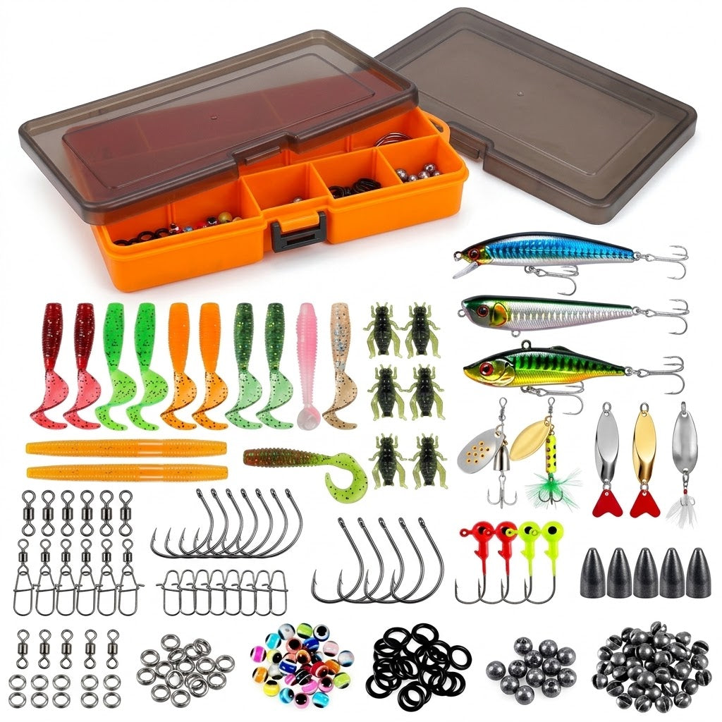 Kit Caixa De Pesca 137 Peças Com Iscas Artificiais Crankbaits Colheres e Acessórios