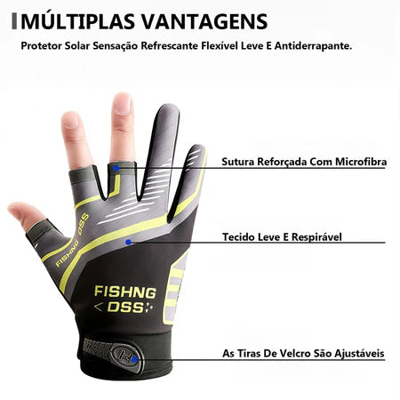Luva De Pesca Ajustável 3 Dedos Com Proteção UV