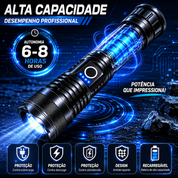 Lanterna de LED T9 com feixe de longo alcance para fazendas, camping e segurança.
