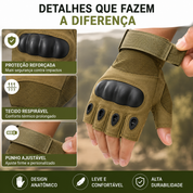Luva outdoor com grip antiderrapante e tecido respirável para uso prolongado.