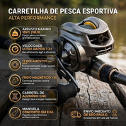 Carretilha De Pesca Marine Sports Pitching 6.2:1 Drag 10kg Alta Velocidade