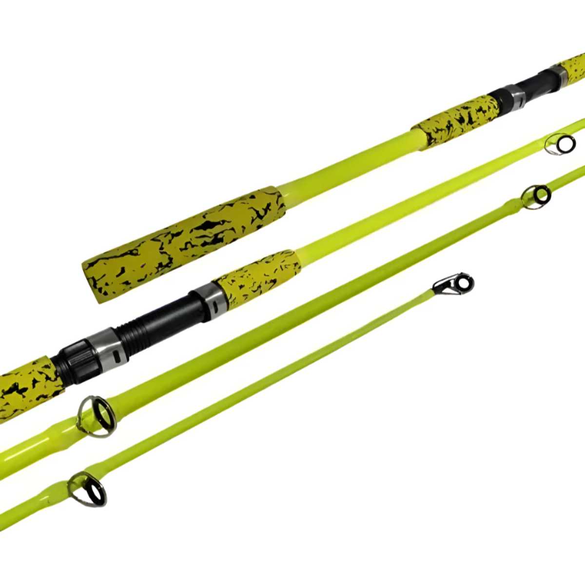 Equipamento de pesca profissional com vara de carbono reforçada para 60 libras.