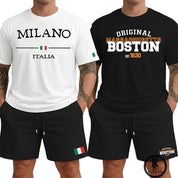 Kit 2 Conjuntos Masculinos Premium Milano e Boston Camiseta e Bermuda