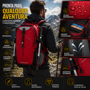 Mochila cargueira 40 litros para trilhas, viagens e acampamentos com design leve e compartimentos organizadores.