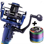 Molinete de pesca tamanho 7000 com 20kg de drag e linha multifilamento inclusa