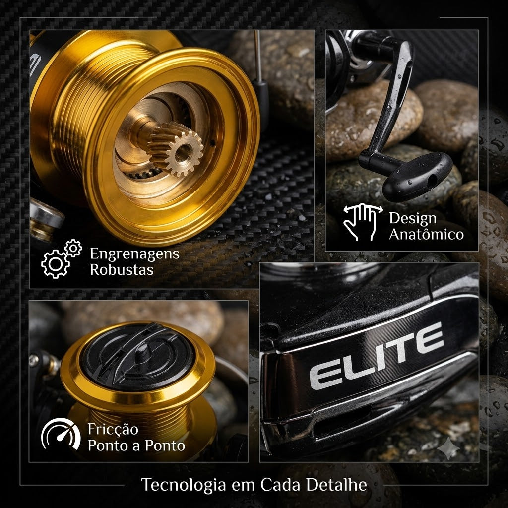 Molinete para pesca esportiva com drag de até 8 kg indicado para rios, lagos e pesqueiros.