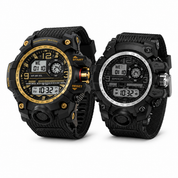 Relógio masculino Sport Shock digital à prova d'água com pulseira em borracha resistente.