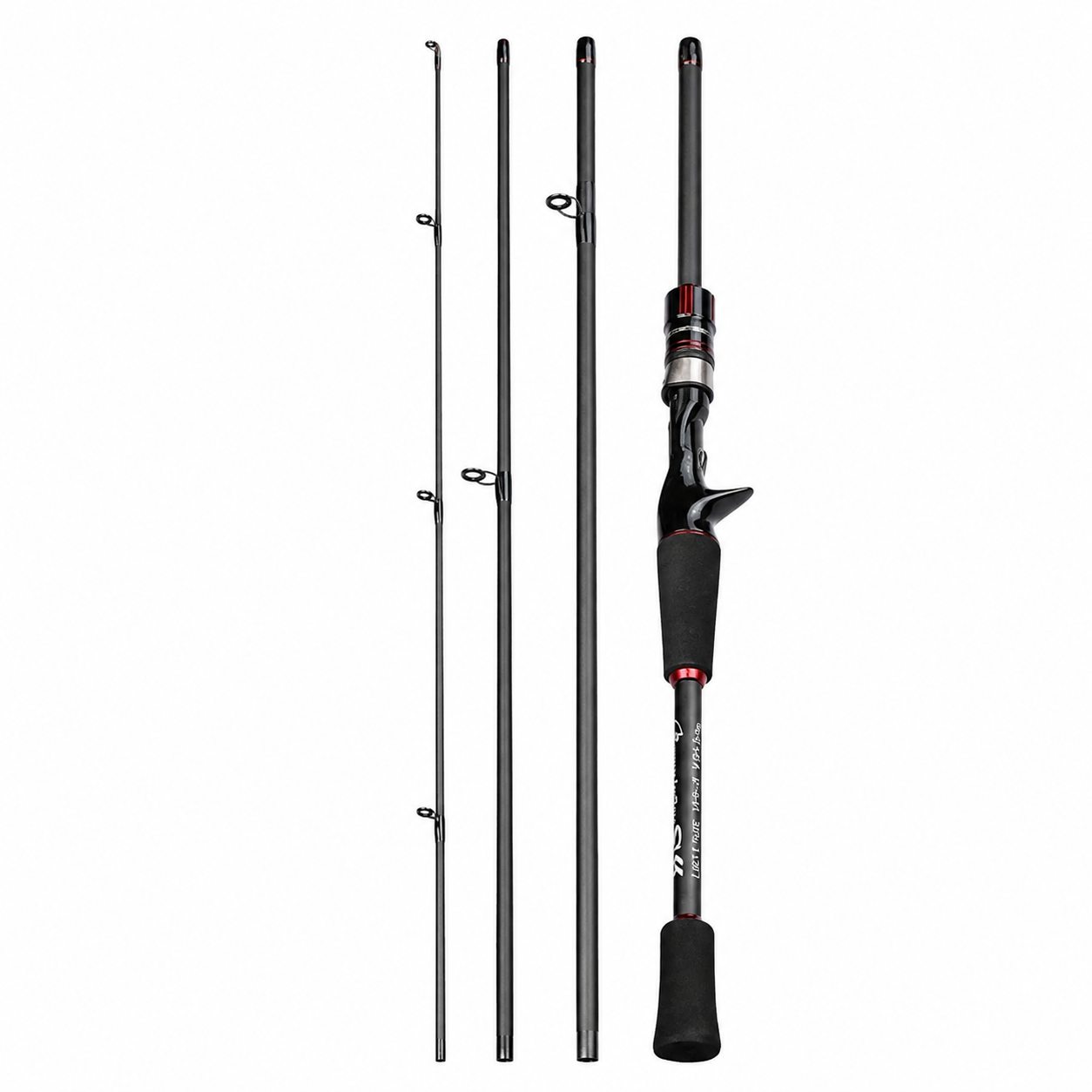 Vara de pesca Sougayilang em fibra de carbono com 4 partes para molinete e carretilha.
