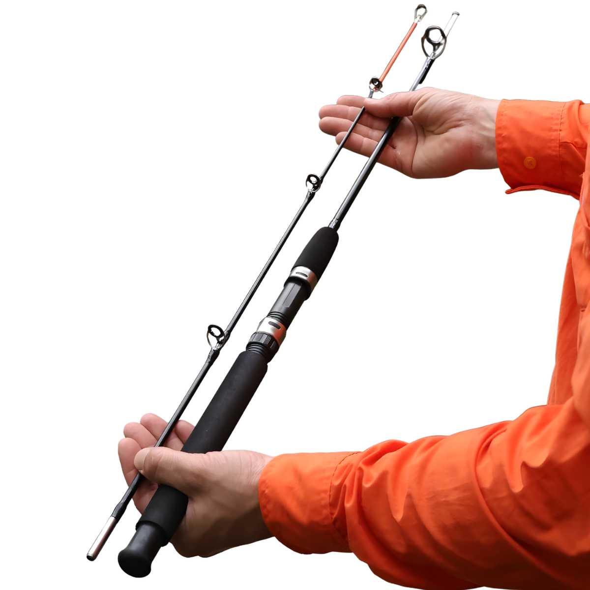 Vara de pesca em fibra de vidro maciça para molinete com 1,50m de comprimento.