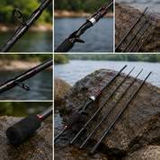 Vara de pesca leve e resistente indicada para molinete e carretilha.